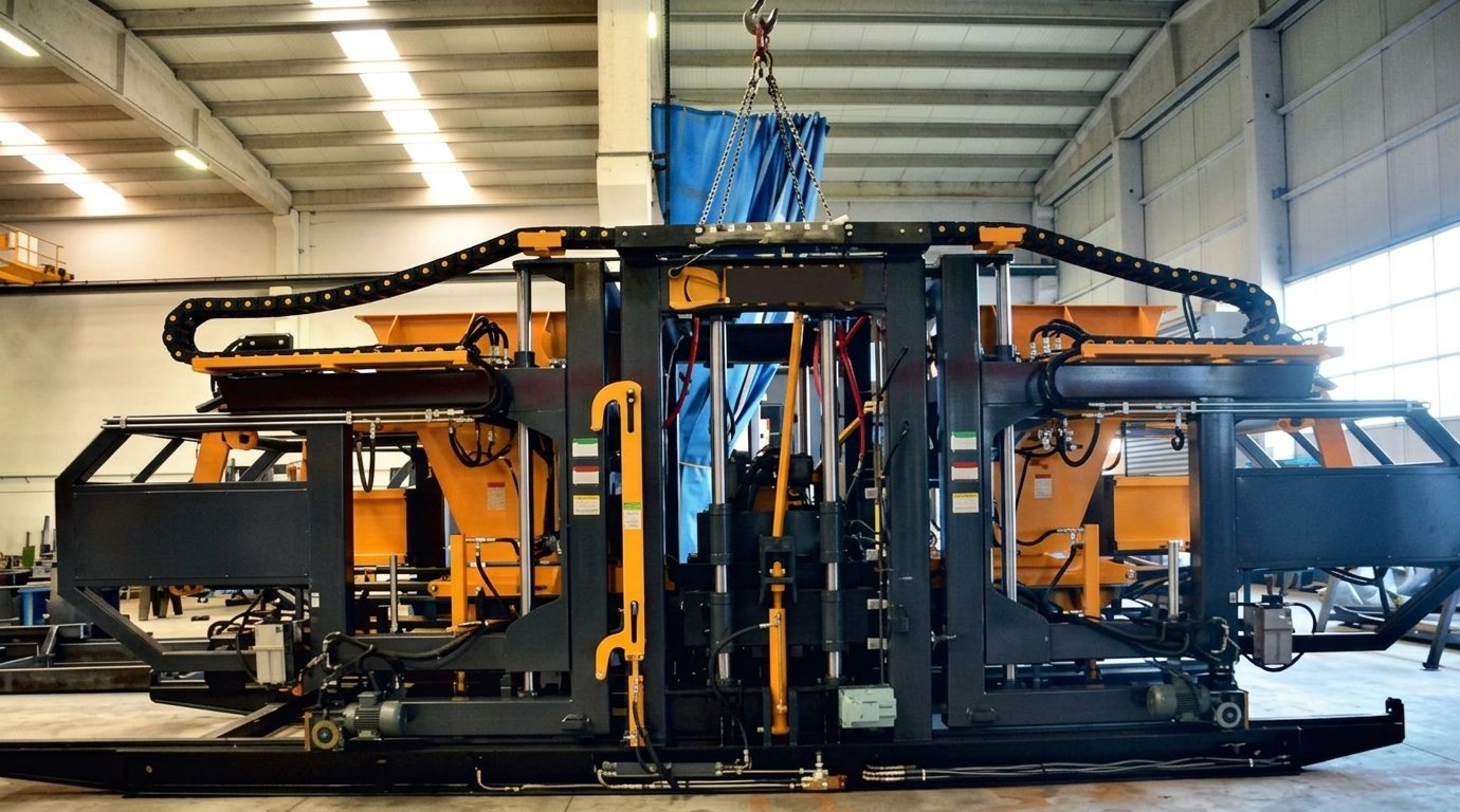 Automatic Block & Paver Machine with Cuber Robot, 15 Blocks per Cycle